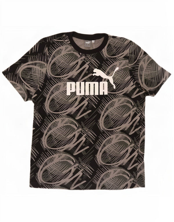 Tricou grafic Puma cu model abstract pentru bărbați Top mare din bumbac negru