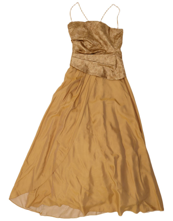 Rochie maxi fără mâneci pentru femei Yve London UK 8 Small Gold Floral