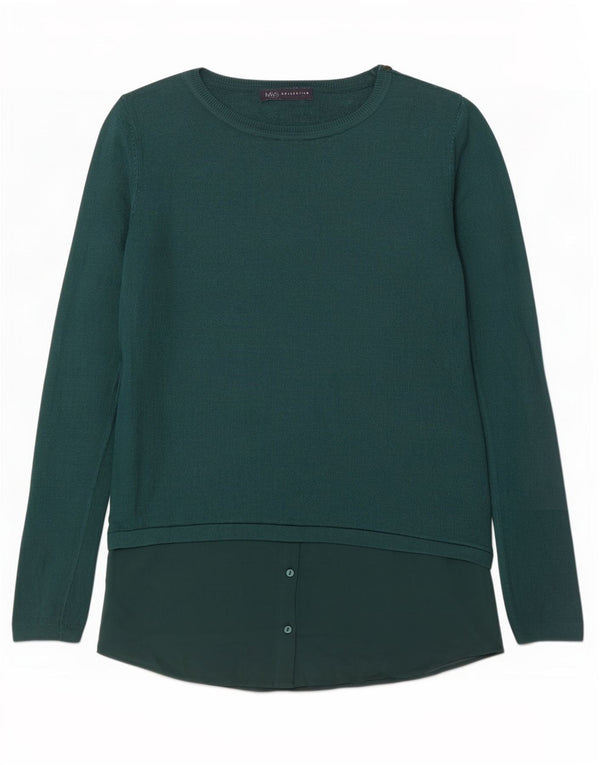 Marks & Spencer Top pentru femei cu mânecă lungă UK 14 mare, verde, viscoză