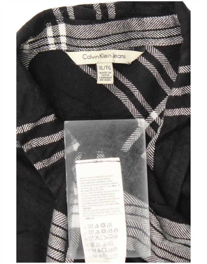 Cămașă de flanel pentru femei CALVIN KLEIN JEANS UK 18 XL, negru, carouri, raion