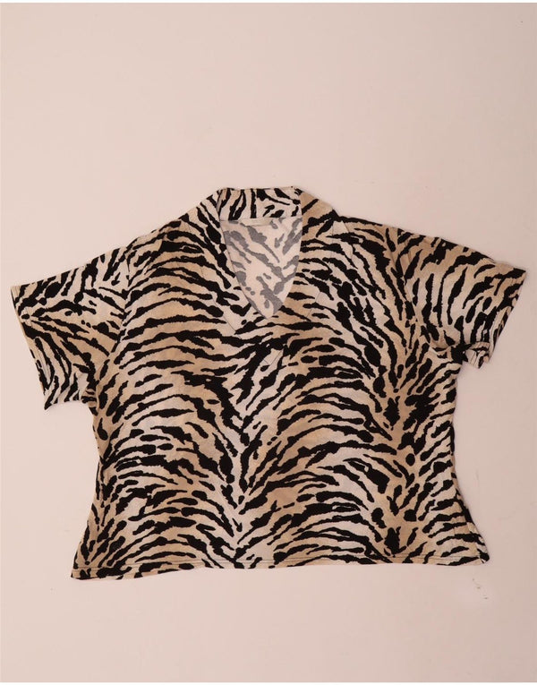 Tricou pentru femei Marks & Spencer Top UK 20 2XL Bej Viscoză cu imprimeu animal