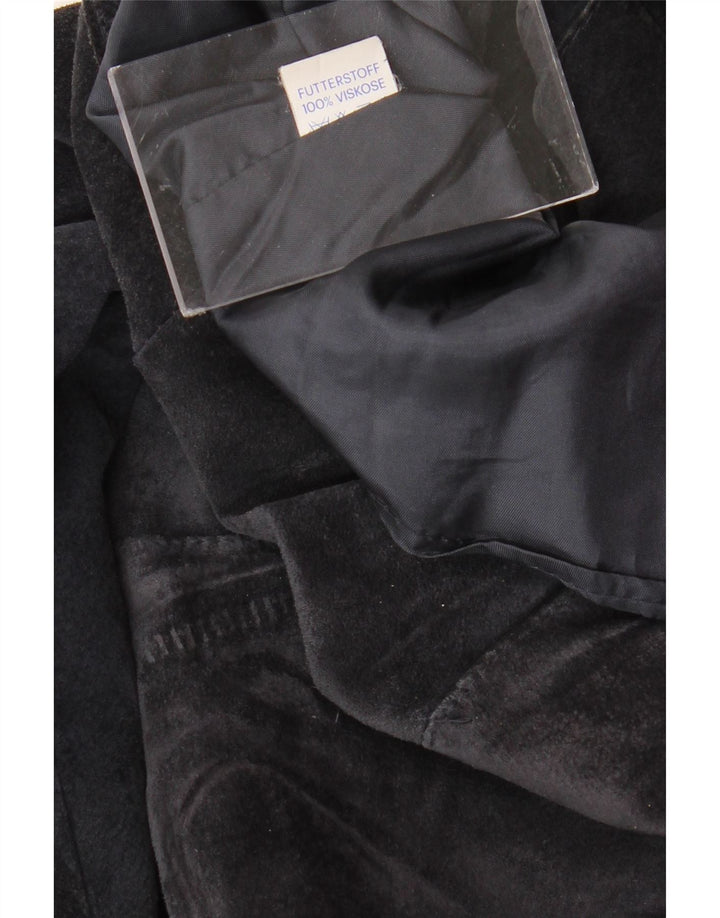 Jachetă VINTAGE pentru femei, cu 1 nasture, crop, UK 14 Medium, bleumarin, viscoză