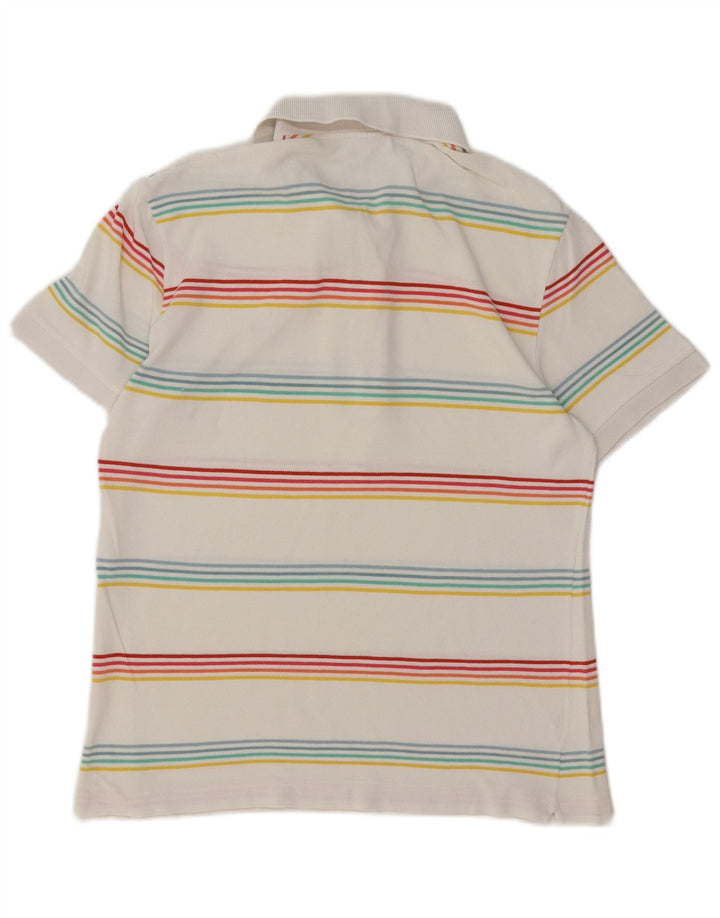 Tricou polo LACOSTE pentru bărbați, mărimea 4, bumbac cu dungi albe medii