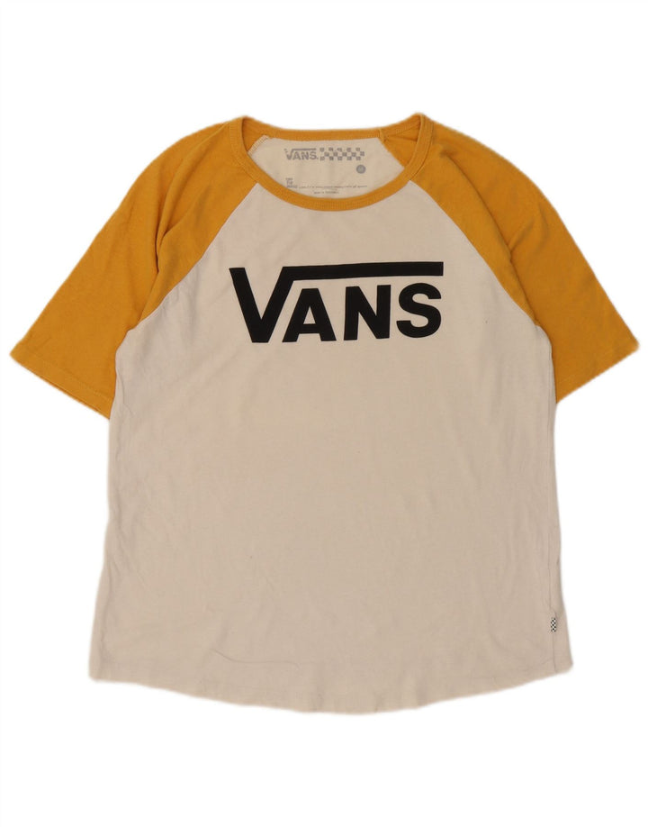 Tricou grafic Vans pentru bărbați Top mediu alb din bumbac color bloc