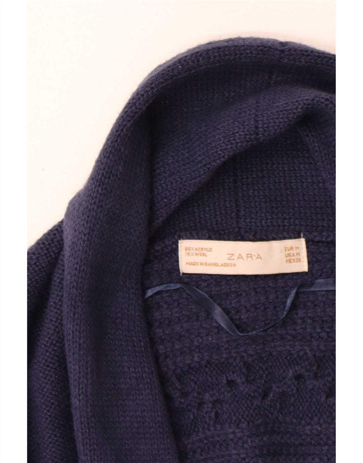 Pulover cardigan supradimensionat pentru femei Zara UK 12 Medium Bleumarin Acrilic