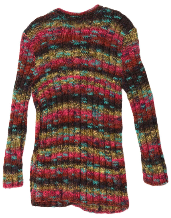 Pulover cardigan cu paragate vintage pentru femei UK 10 mic, multicolor, pete