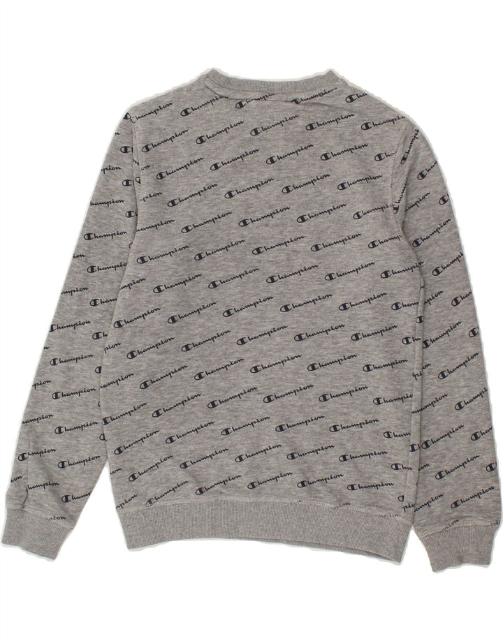 CHAMPION Boys Graphic Sweatshirt Jumper 9-10 Years Medium Grey Cotton | Vintage Champion | Thrift | Second-Hand Champion | Used Clothing | Messina Hembry 