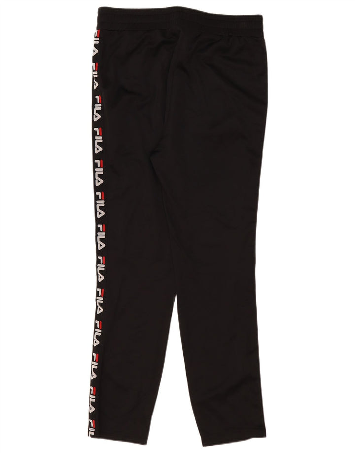 Pantaloni de trening Fila Graphic pentru bărbați, poliester negru mic