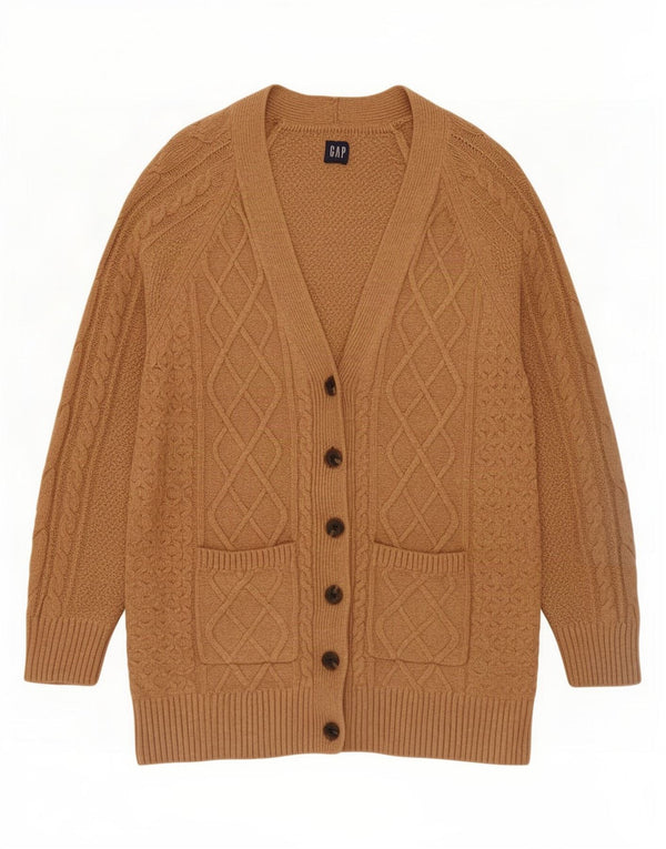 Pulover cardigan cu paragate pentru femei Gap UK 14 bumbac mediu bej
