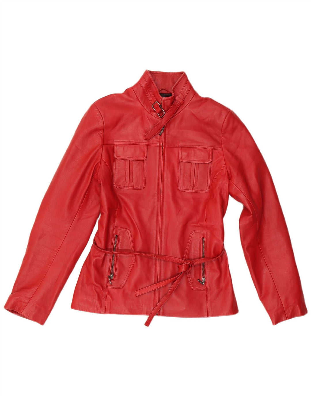 VINTAGE Womens Leather Jacket IT 46 Large Red Leather