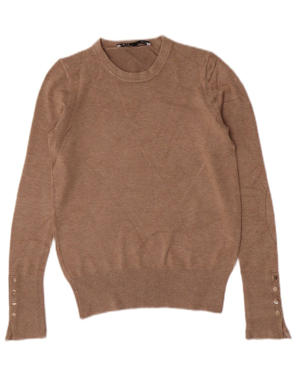 Pulover de damă Zara Crop Crew Gate UK 8 Mic Bej Viscoză