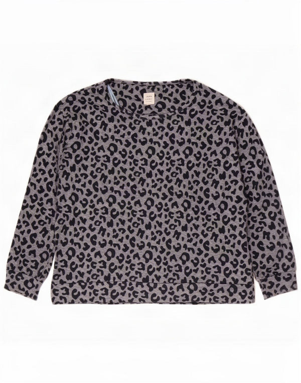 John Lewis Pulover supradimensionat pentru femei UK 16 Large Gri Animal Print