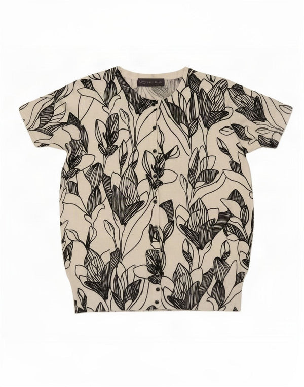 Cardigan cu mânecă scurtă pentru femei Marks & Spencer UK 12 Medium White Floral