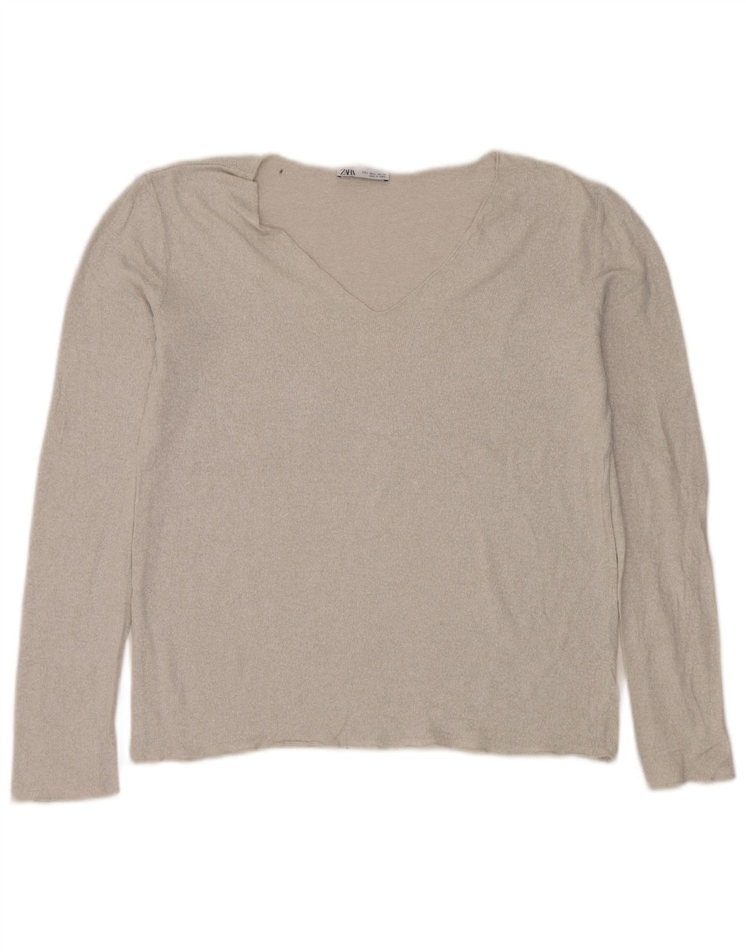 Pulover cu decolteu în V Zara pentru femei UK 16 Large Silver