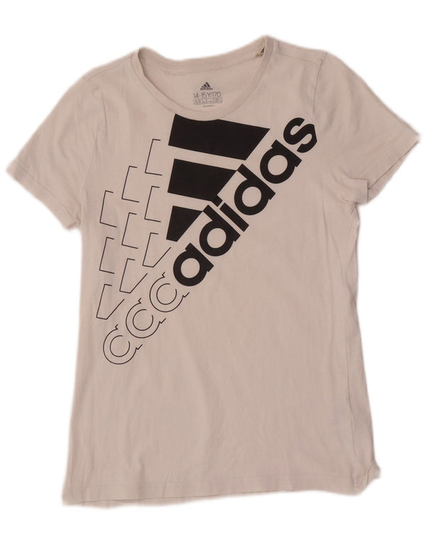 Tricou grafic Adidas pentru baieti Top 14-15 ani bumbac alb