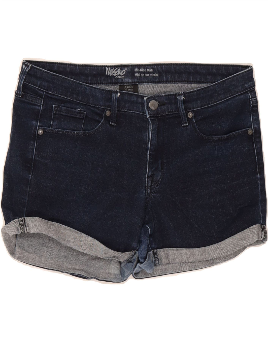 MOSSIMO Womens Mid Rise Denim Shorts US 8 Medium W34  Navy Blue Cotton Vintage Mossimo and Second-Hand Mossimo from Messina Hembry 