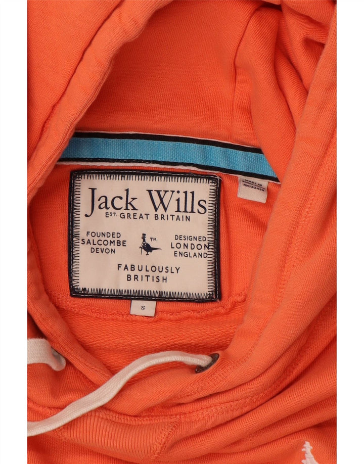 JACK WILLS Mens Hoodie Jumper Small Orange Cotton
