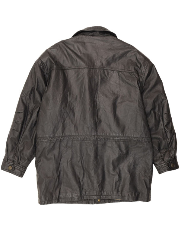 Palton din piele pentru bărbați Front Line UK 44 2XL negru