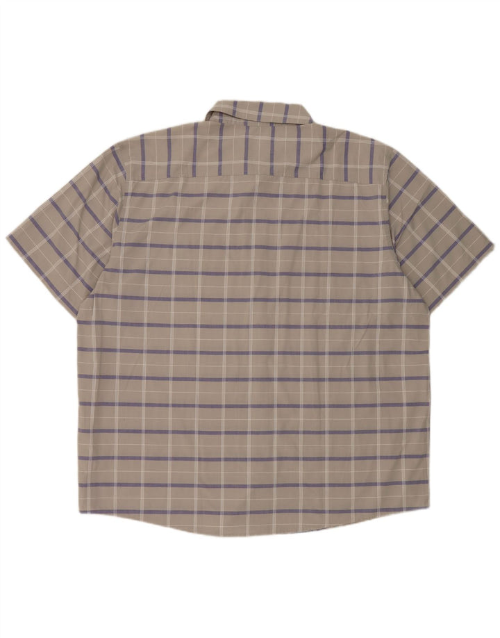 Cămașă cu mânecă scurtă pentru bărbați Adidas 2XL poliester cu carouri gri