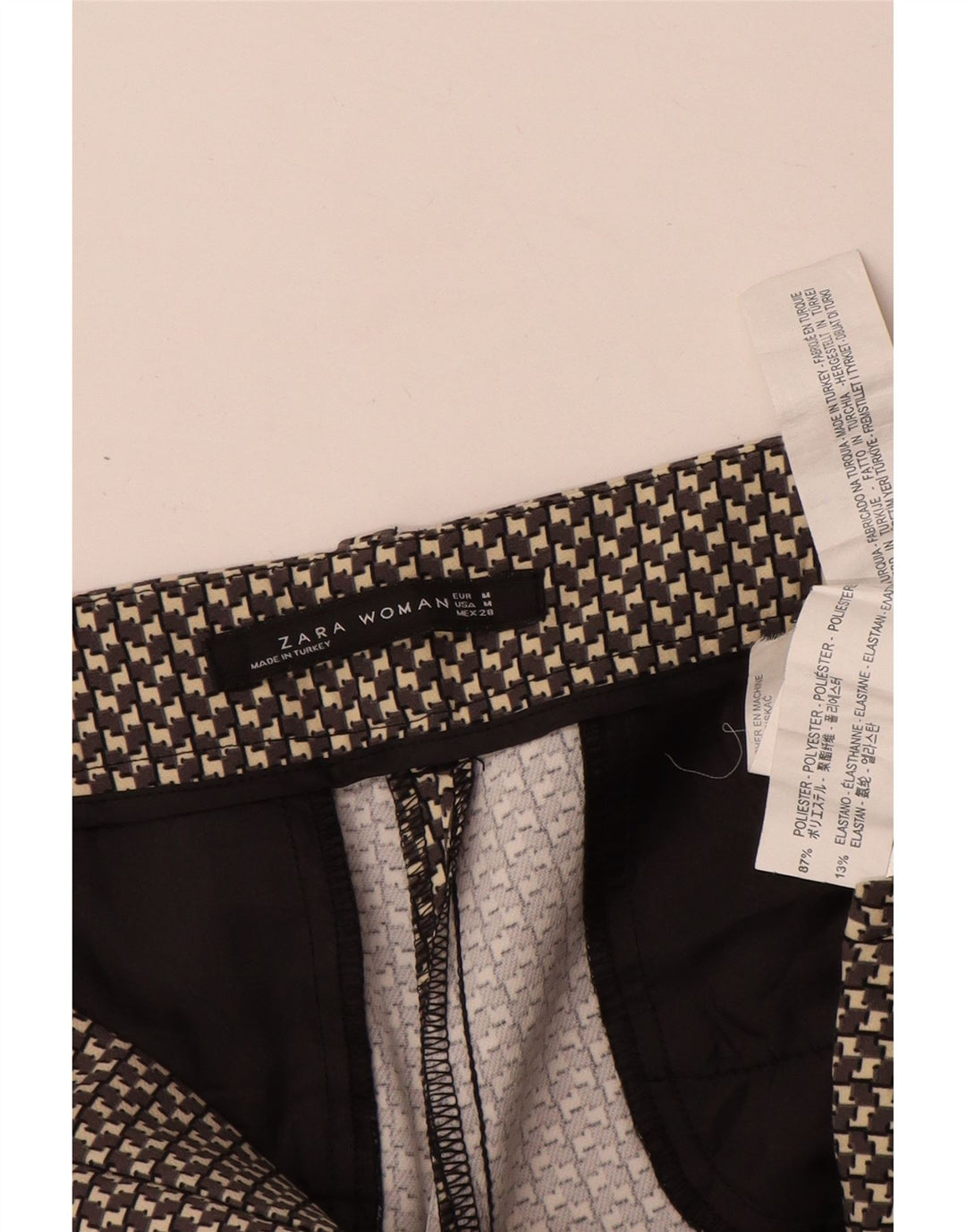 Pantaloni casual slim pentru femei Zara Mediu L28 L29 Gri Poliester geometric