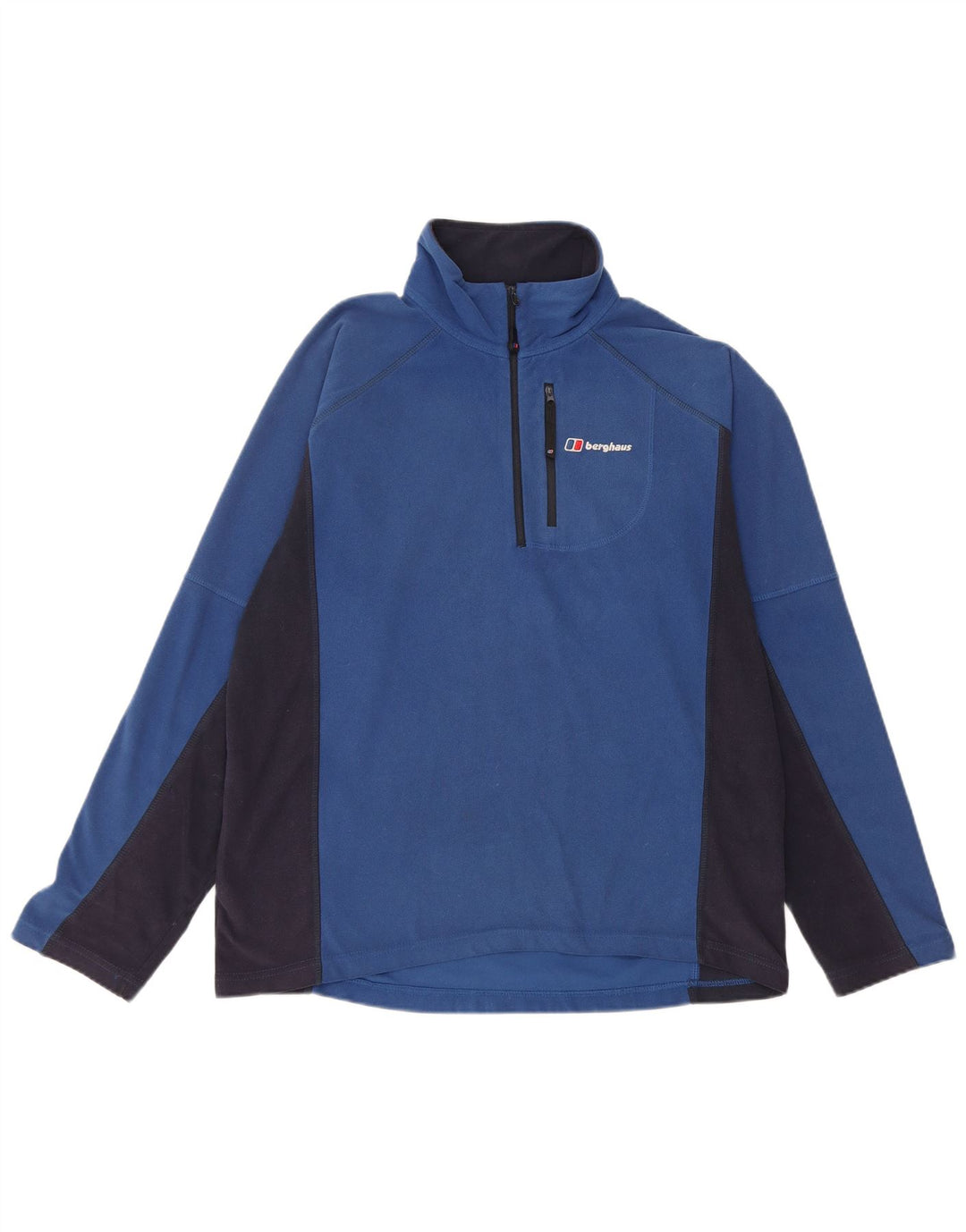 Pulover pentru bărbați BERGHAUS, cu fermoar și gât, din lână, albastru mediu, poliester