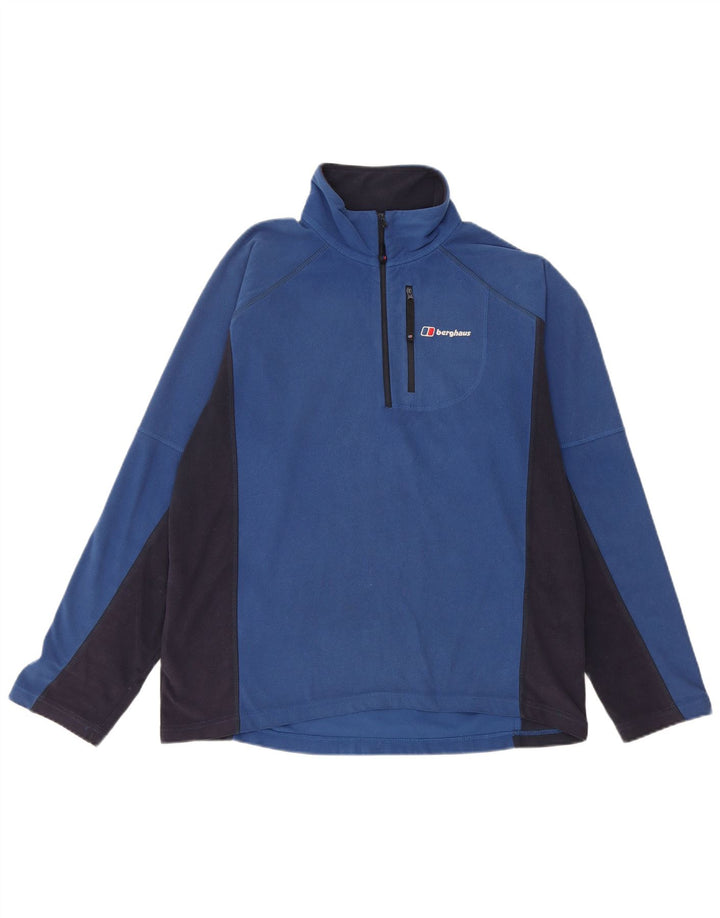 Pulover pentru bărbați BERGHAUS, cu fermoar și gât, din lână, albastru mediu, poliester
