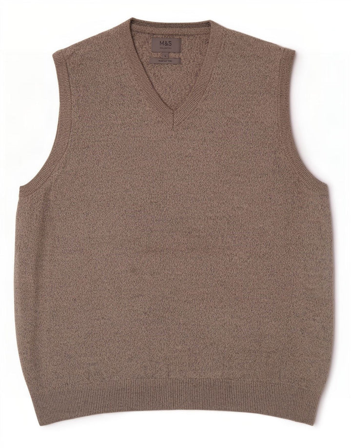 Marks & Spencer Vestă pentru bărbați Tank Top mare, bej, bumbac cu pete
