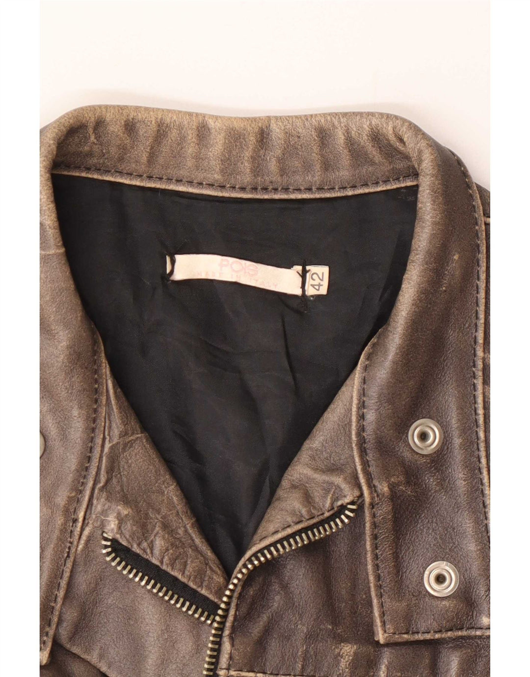 Jachetă vintage din piele crop pentru femei IT 42 maro mediu