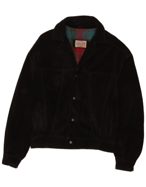 Jachetă Bomber Vintage pentru bărbați din piele intoarsa IT 50, mare, neagra