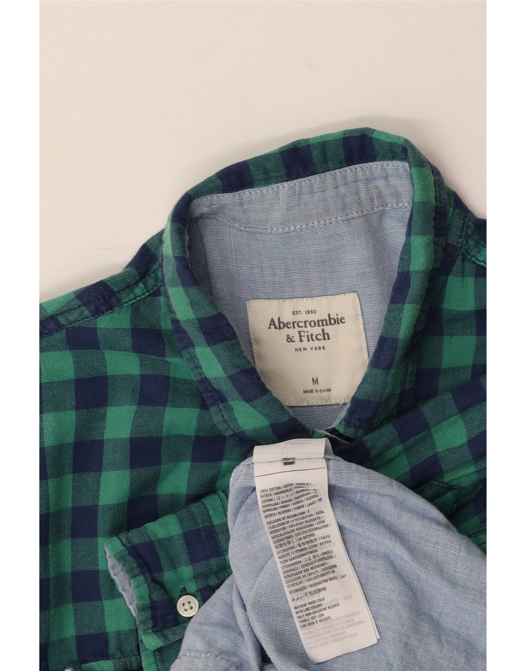 ABERCROMBIE & FITCH Cămașă pentru femei UK 14 Medium Turcoaz Check Bumbac