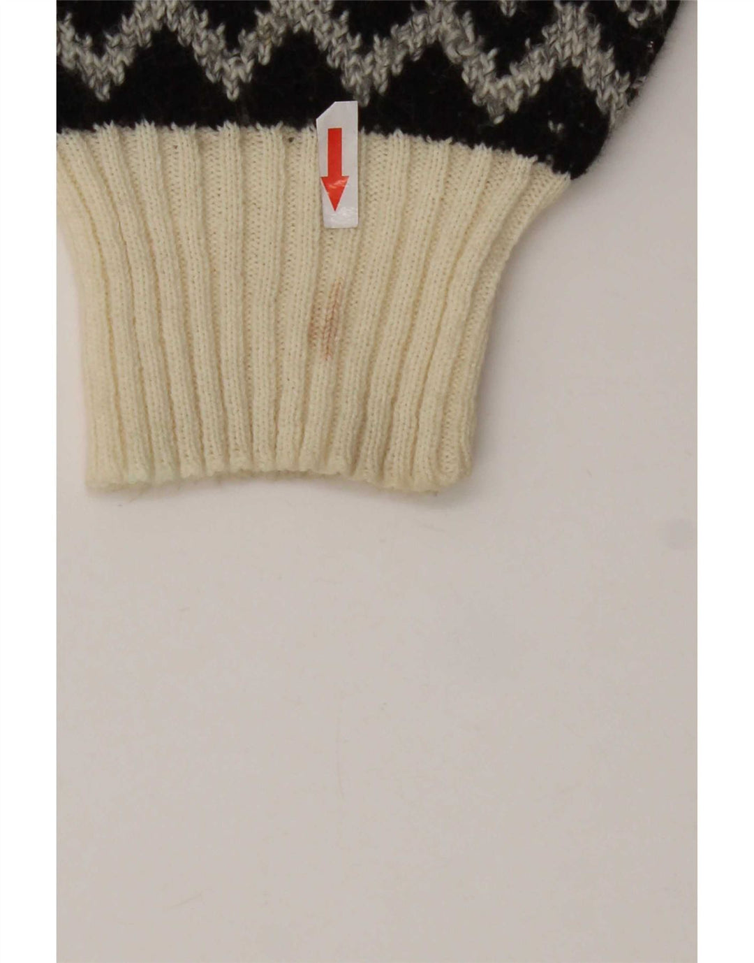 Pulover vintage cu decolteu în V pentru bărbați, alb mediu, geometric