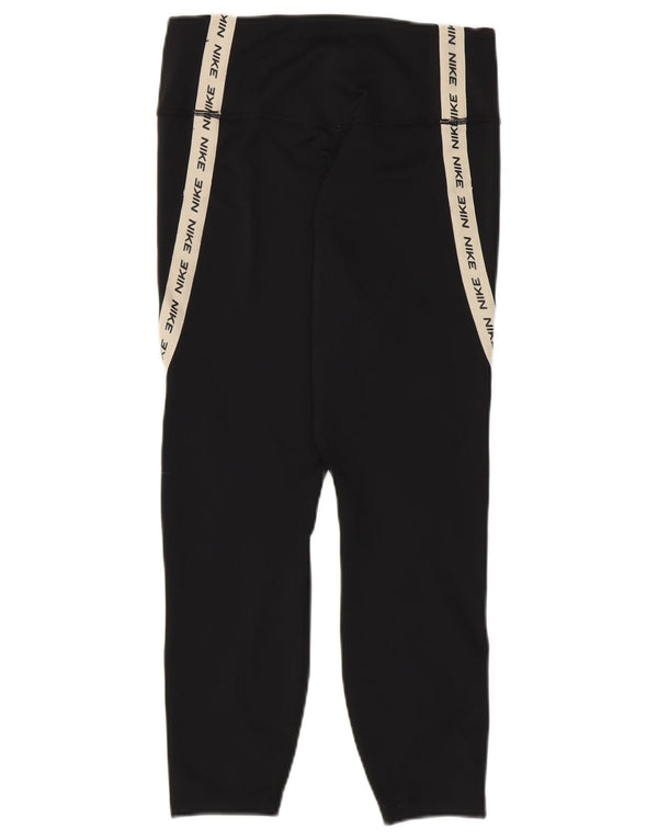 Leggings NIKE Dri Fit Graphic Capri pentru femei UK 12 Medium Black Colorblock