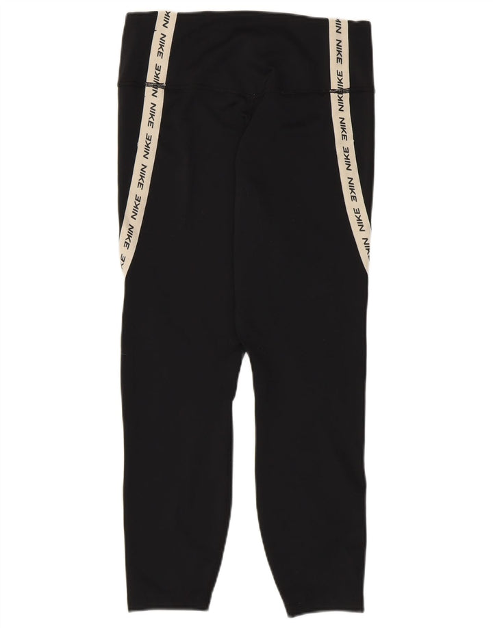 Leggings NIKE Dri Fit Graphic Capri pentru femei UK 12 Medium Black Colorblock