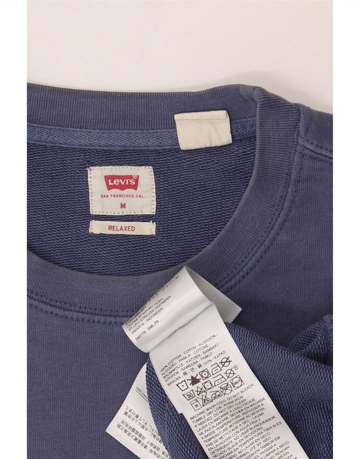 LEVI'S Mens Relaxed Graphic Sweatshirt Jumper Medium Blue Cotton Vintage Levi's and Second-Hand Levi's from Messina Hembry 