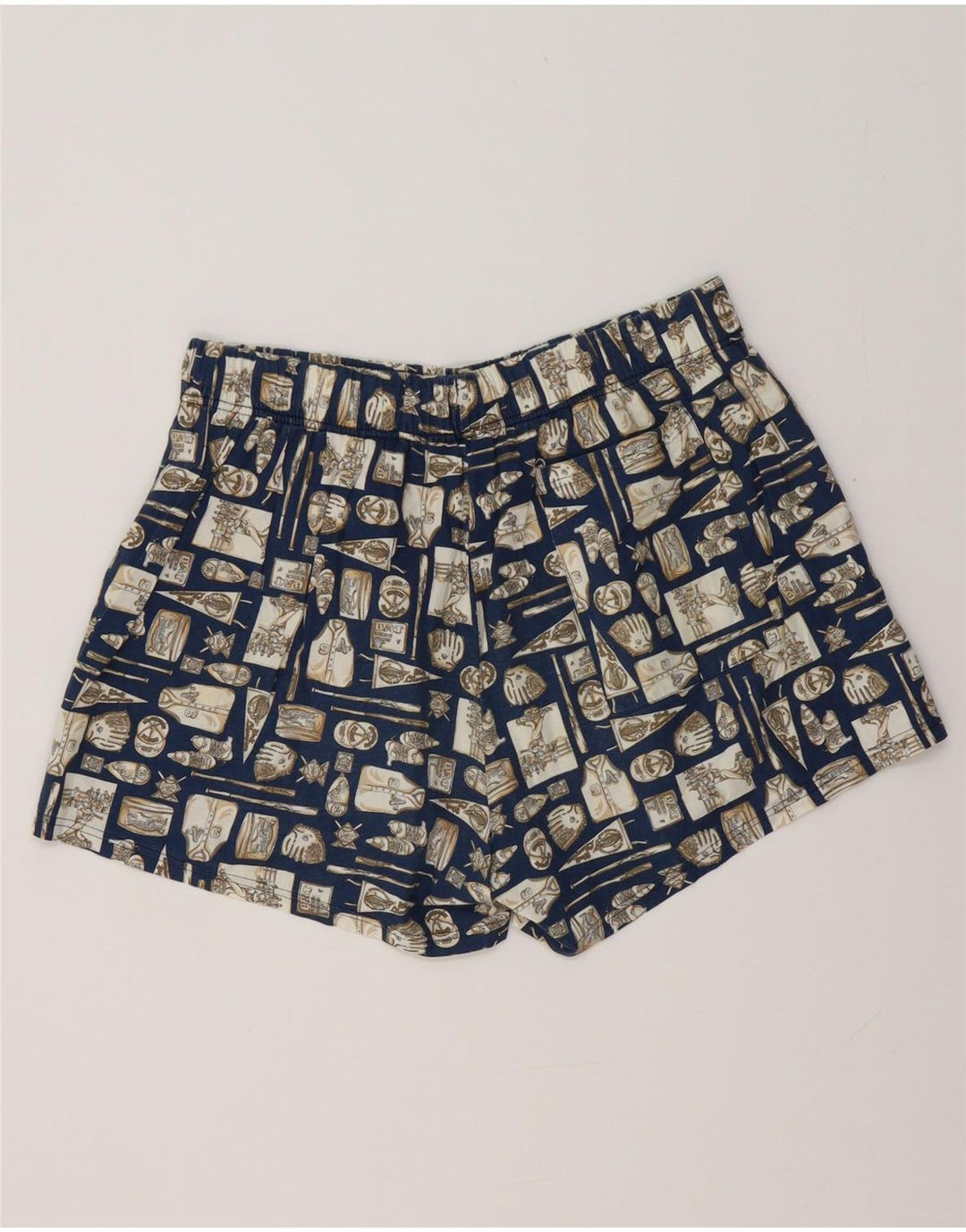 Pantaloni scurți de baie pentru bărbați VINTAGE, mari, bleumarin, geometrici