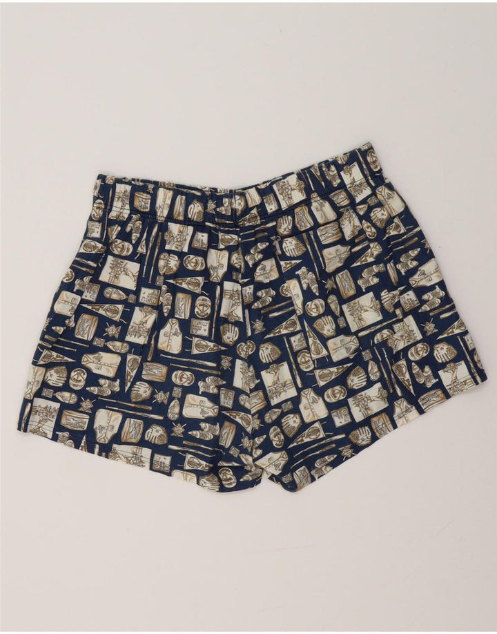 Pantaloni scurți de baie pentru bărbați VINTAGE, mari, bleumarin, geometrici