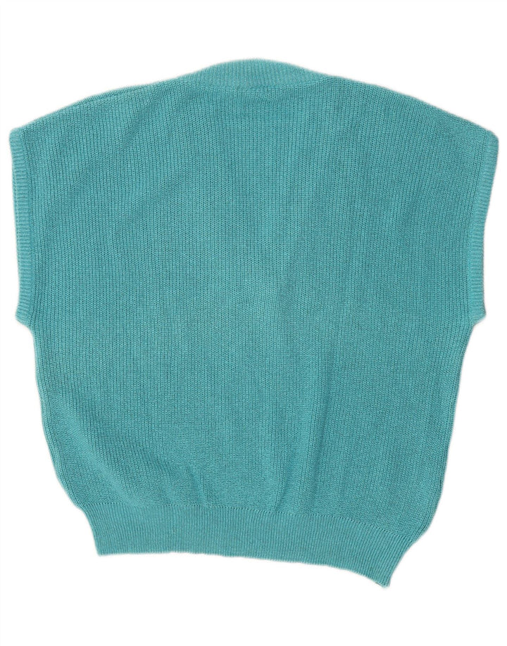 VINTAGE Womens Short Sleeve V-Neck Jumper Sweater IT 42 Medium Turquoise Vintage Vintage and Second-Hand Vintage from Messina Hembry 