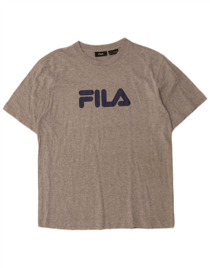 FILA Mens Graphic T-Shirt Top Medium Grey Cotton