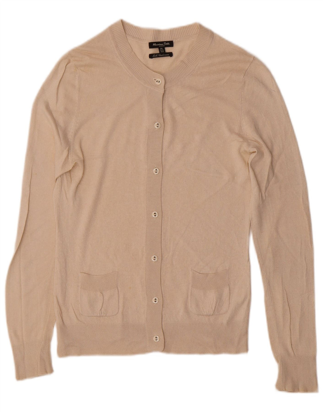 Pulover cardigan Massimo Dutti pentru femei UK 12 Medium Beige Matase