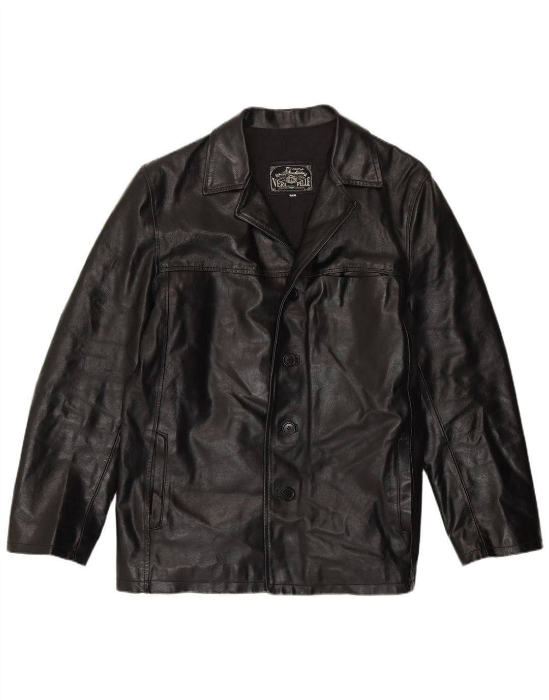 Jachetă de piele vintage pentru bărbați UK 38 Medium Black Leather