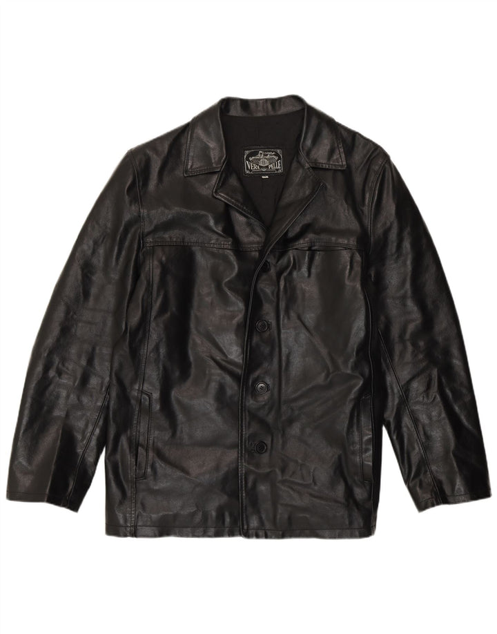 Jachetă de piele vintage pentru bărbați UK 38 Medium Black Leather