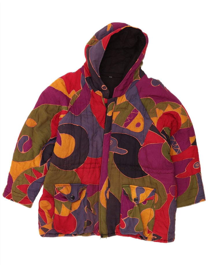 Jachetă vintage pentru femei, cu model abstract, ruptură de vânt UK 16, mare, multicoloră