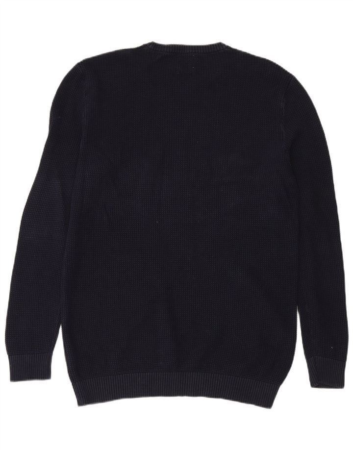 Pulover pentru bărbați Zara, cu decolteu, mare, bleumarin, bumbac