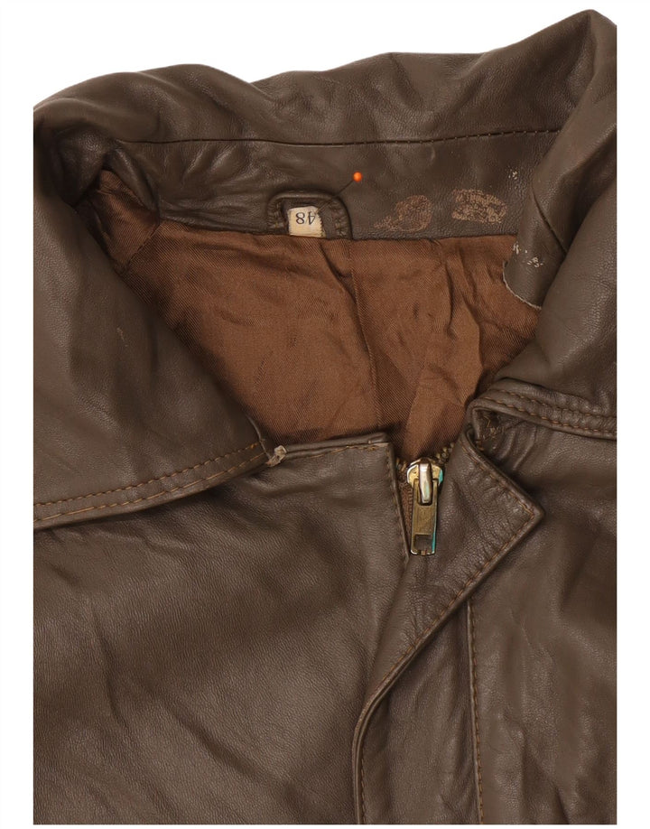 Jachetă de piele pentru bărbați VINTAGE IT 48 Maro Mediu