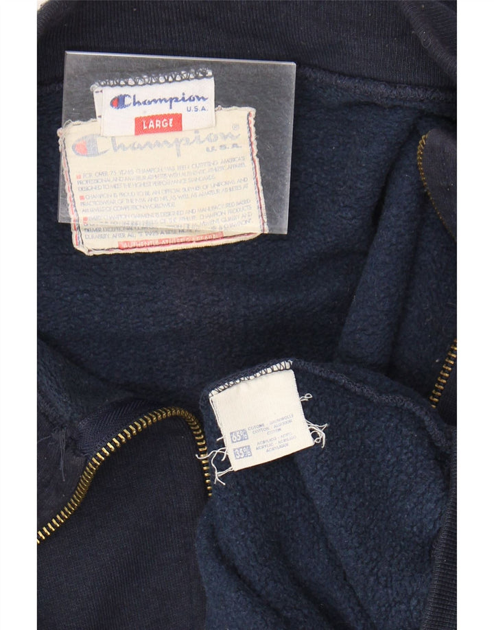 CHAMPION Mens Tracksuit Top Jacket Large Navy Blue Cotton