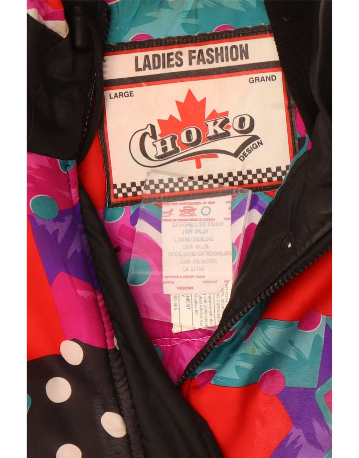 Jachetă căptușită supradimensionată pentru femei Choko UK 16 mare, neagră, geometrică, retro