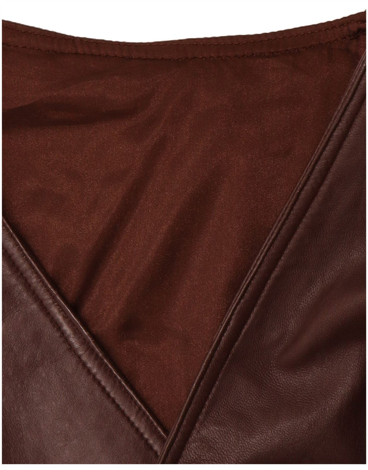 Vestă din piele vintage pentru bărbați din piele maro mare