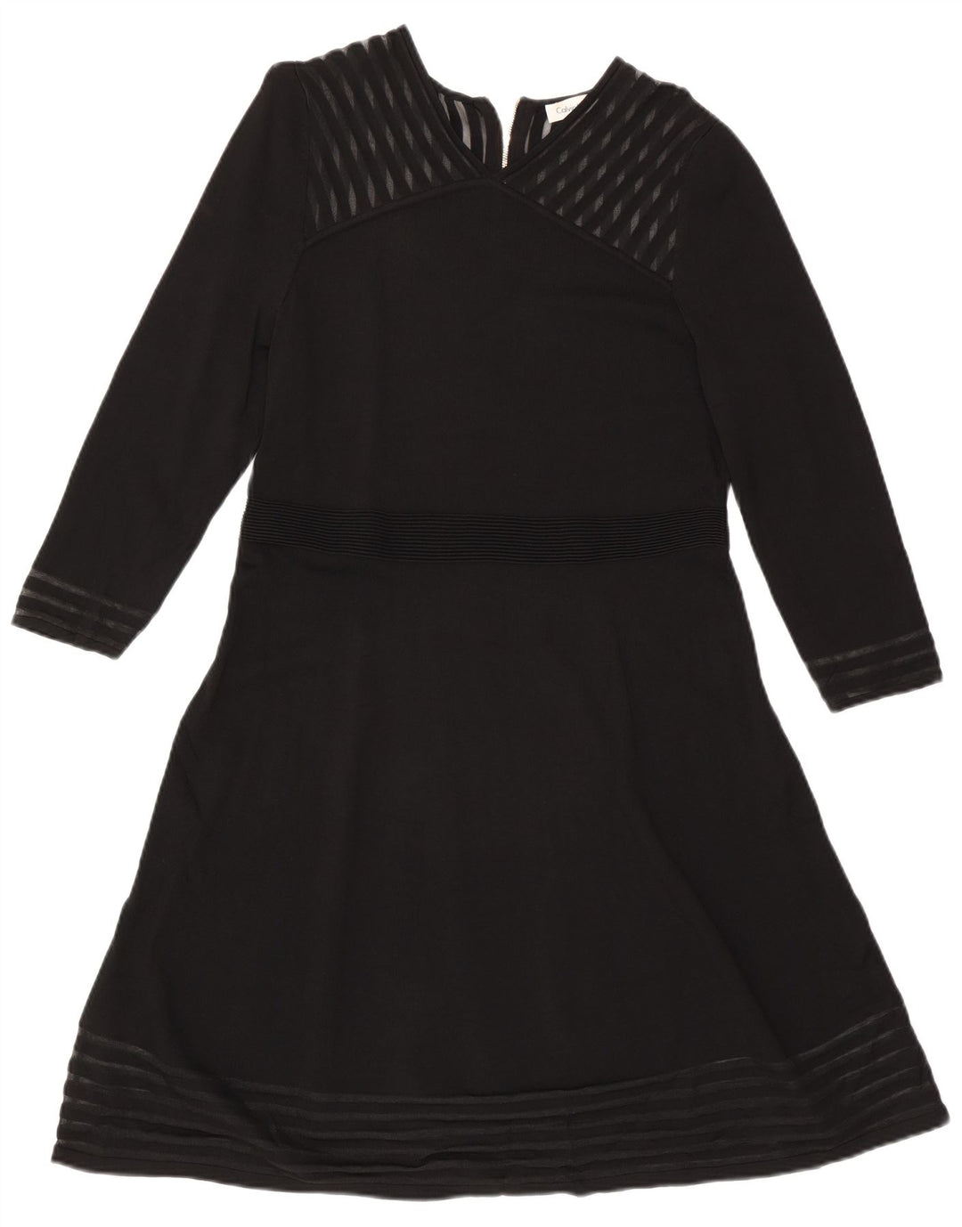 CALVIN KLEIN Rochie A-Line cu mânecă lungă pentru femei UK 18 XL Rayon cu dungi negre