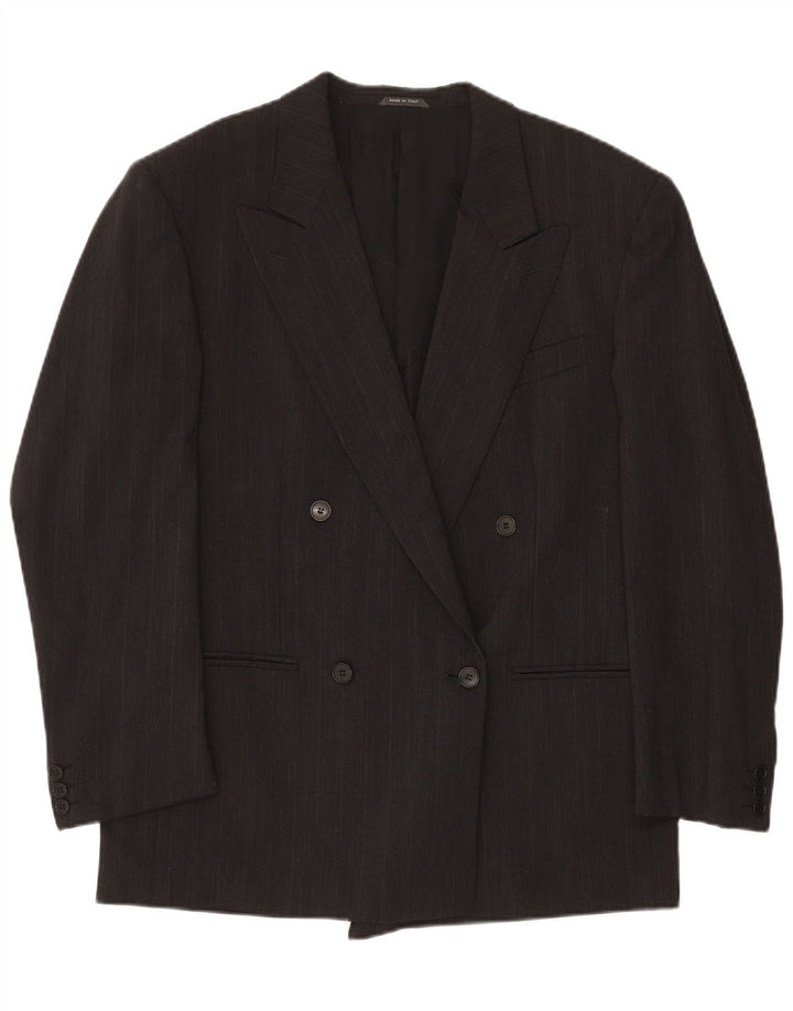 MISSONI Mens Uomo Blazer Jacket dublu-breasted IT 50 Large Grey Pinstripe