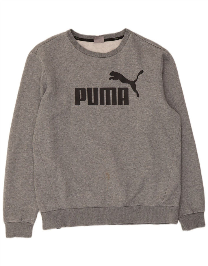 Pulover grafic pentru bărbați Puma, bumbac cu pete, gri mediu
